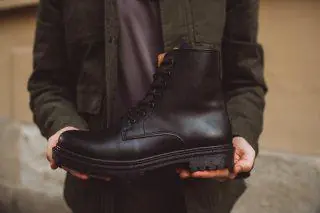 Mens Leather Black Boots Casual Boots