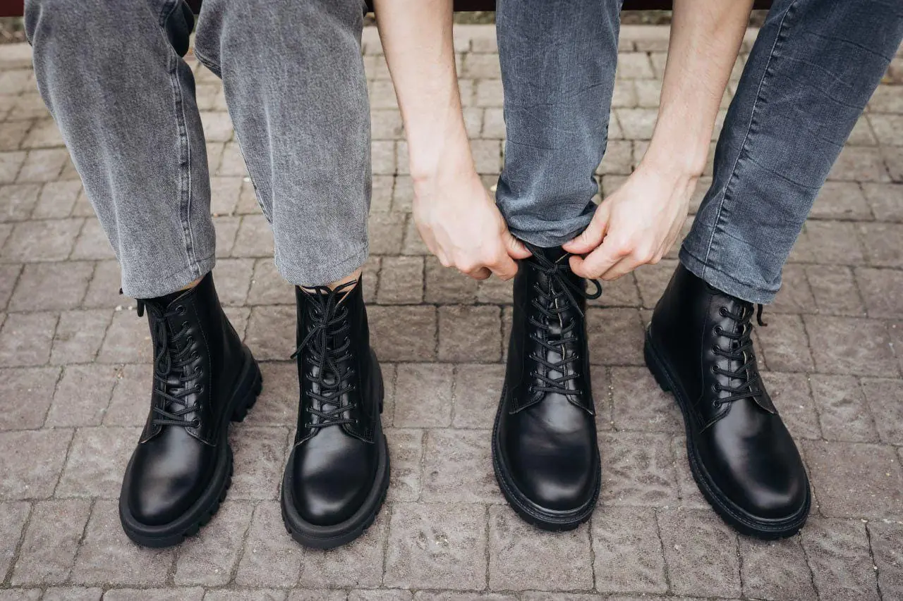 Mens Leather Black Boots Casual Boots