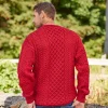 Men's Red Merino Wool Aran Sweater: Traditional Irish Knit