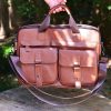Men's Leather Travel Tote Large Capacity Cowhide Shoulder