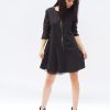 Extravagant Black Midi Dress Women Oversize Short For