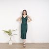 Dark Green Viscose Satin Evening Dress Bridesmaid Lounge