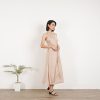 Peach Wrap Dress Bridesmaid Slip Gown Minimalist Summer