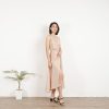 Peach Wrap Dress Bridesmaid Slip Gown Minimalist Summer