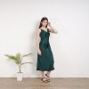 Dark Green Viscose Satin Evening Dress Bridesmaid Lounge
