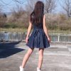 Vintage Style Denim Mini Dress Sleeveless Fit And