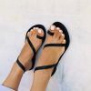 Gladiator Sandals Women Leather Wedding Shoes Bridal Flats.