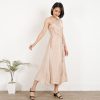 Peach Wrap Dress Bridesmaid Slip Gown Minimalist Summer