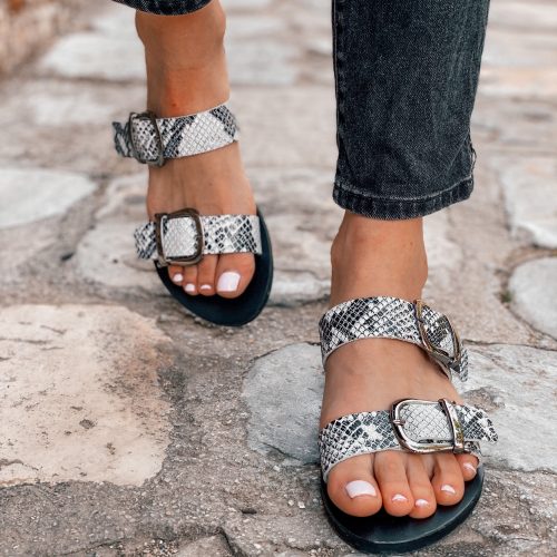 Handmade Leather Sandals Buckle Slide Women Summer Shoes