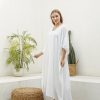 White Cotton Gauze Caftan Ka05 Dress Long Kaftan