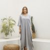 Hand Dyed Ka01 Grey Caftan Dress Long Kaftan