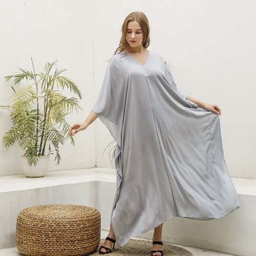 Hand Dyed Ka01 Grey Caftan Dress Long Kaftan