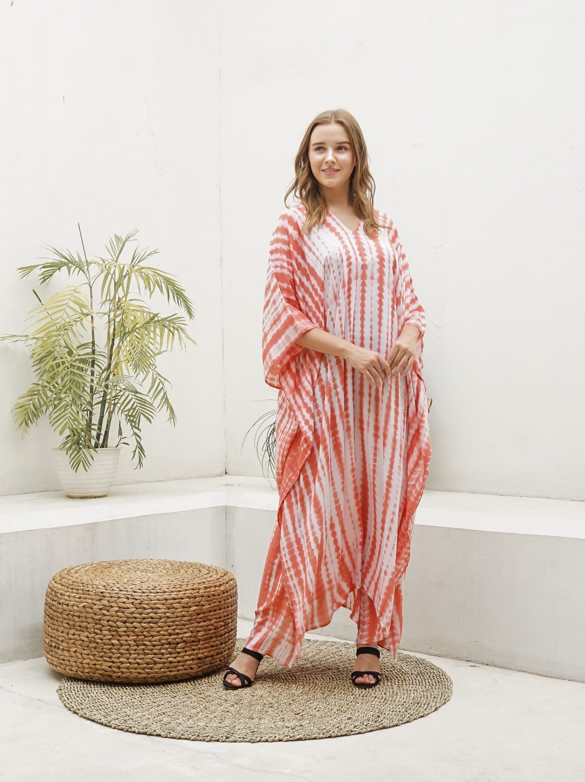 Hand Tie Dyed Ka01 Td08 Caftan Dress Long