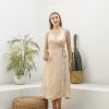 Peach Wrap Dress Bridesmaid Slip Gown Minimalist Summer