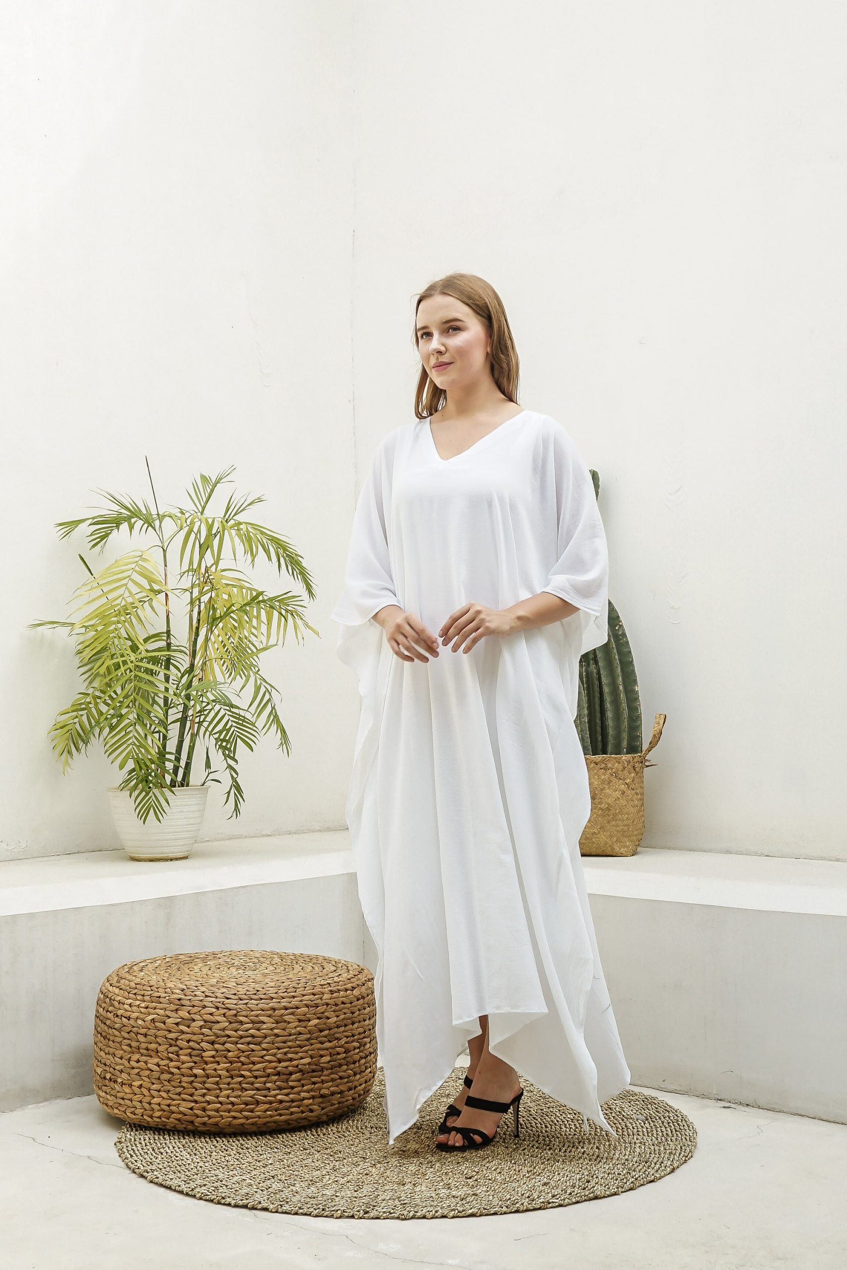 White Cotton Gauze Caftan Ka05 Dress Long Kaftan