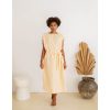 Anggun Peach Linen Dress Pastel Softened Simple Boatneck