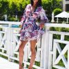 Romantic Floral Ruffle Mini Dress Open Back Summer