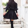 Elegant Black Puff Sleeve Mini Dress Long A