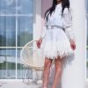 White Cotton And Lace Mini Dress Summer Shirt