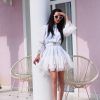 White Cotton And Lace Mini Dress Summer Shirt