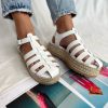 Leather Gladiator Sandals Espadrille Platform Wedges Women Summer