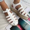 Leather Gladiator Sandals Espadrille Platform Wedges Women Summer