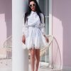 White Cotton And Lace Mini Dress Summer Shirt