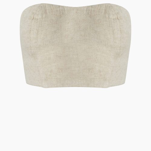 Linen Bandeau Top Lyocell Bustier Crop Adjustable Back