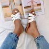 Women Leather Sandals Braided Slide Slip Ons Summer