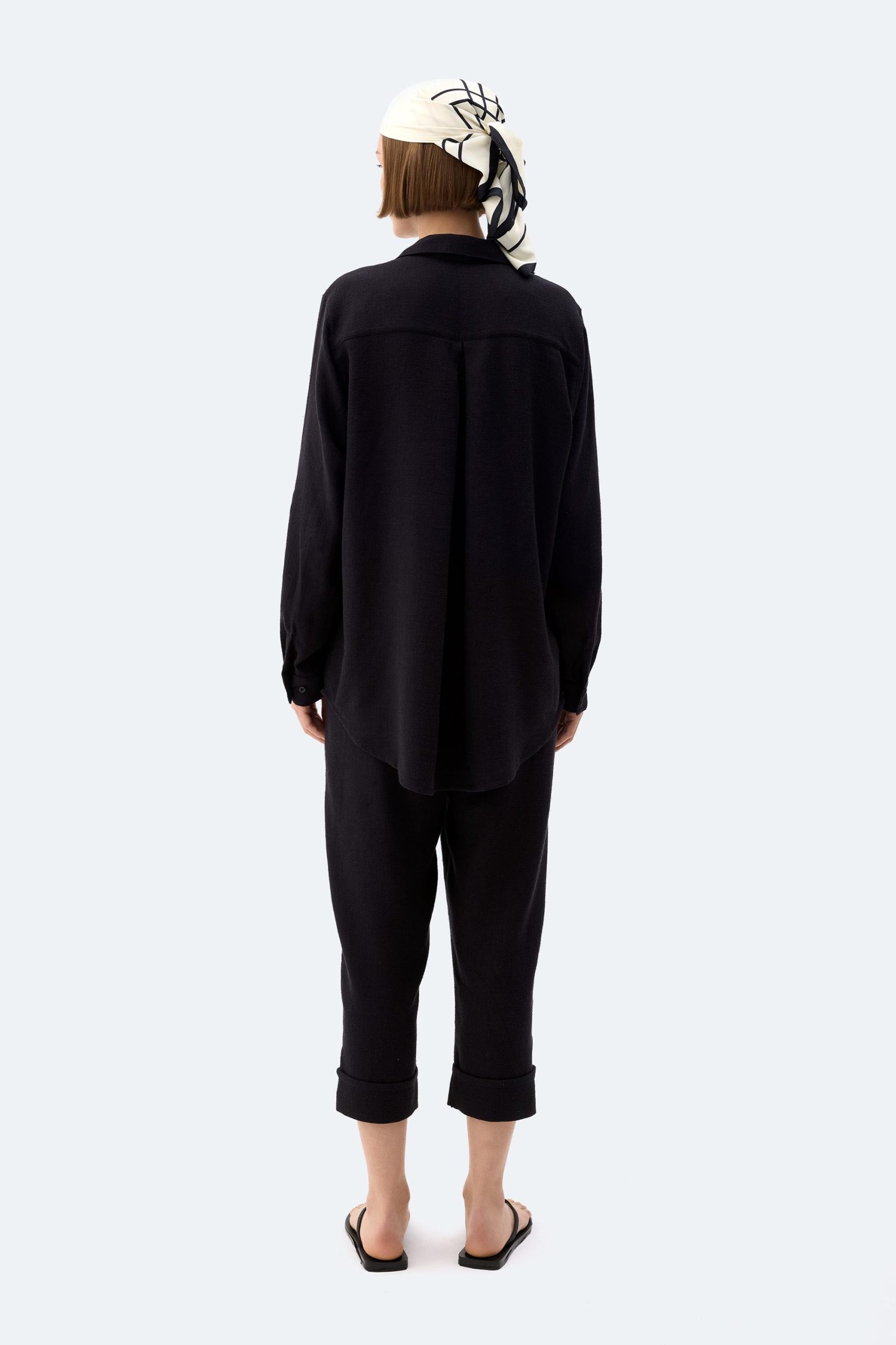 Black Linen Oversized Shirt Cottonlinen Buttonup