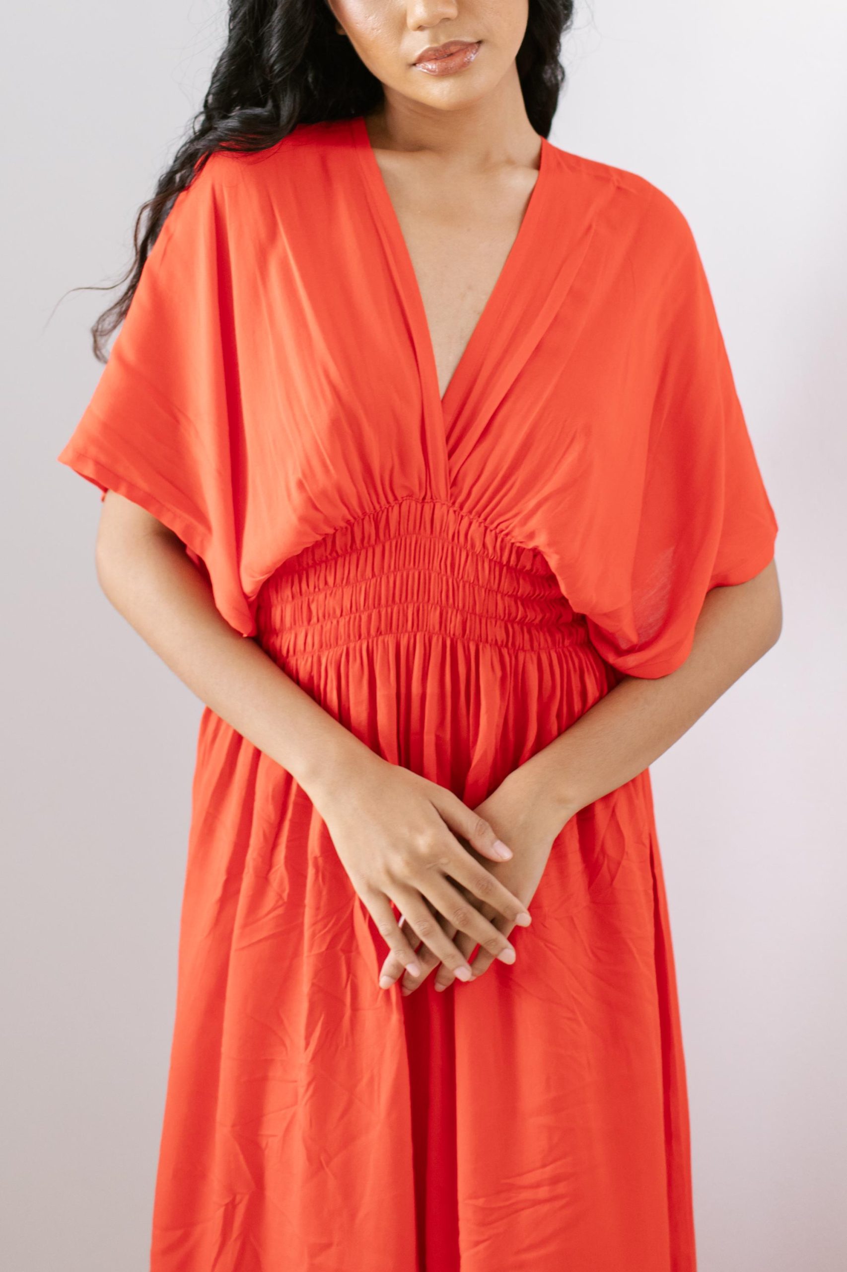 Daun Backless Rayon Caftan Red Dress Long Kaftan