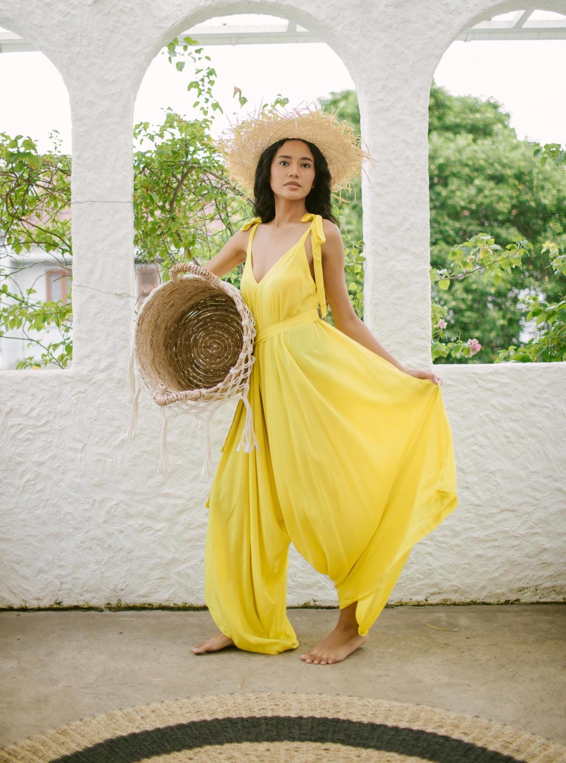 Santai Jumpsuit Yellow Jp01 Boho Yoga Kundalini Harem