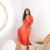 Daun Backless Rayon Caftan Red Dress Long Kaftan